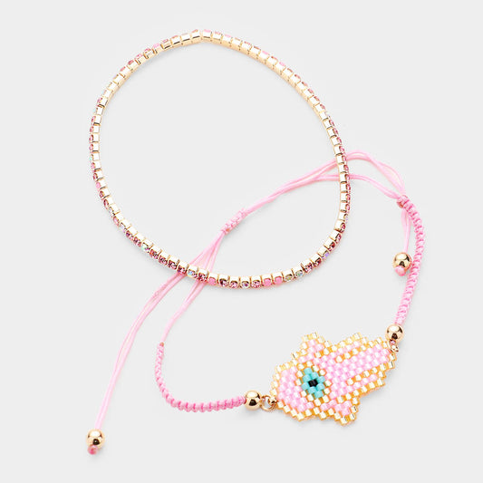 Beaded Hamsa Lucky Bracelet - iBESTEST.com