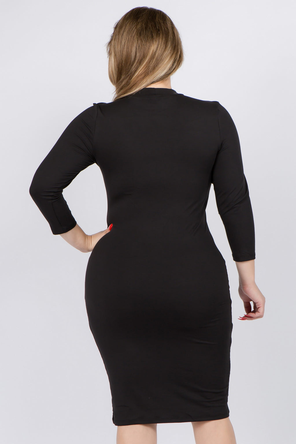 Plus Mock Neck Bodycon Dress - iBESTEST.com