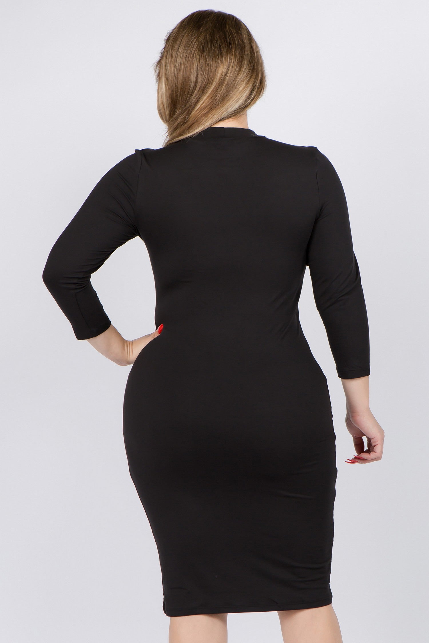 Plus Mock Neck Bodycon Dress - iBESTEST.com