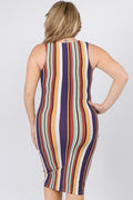 Plus Striped Colorfully Dress - iBESTEST.com