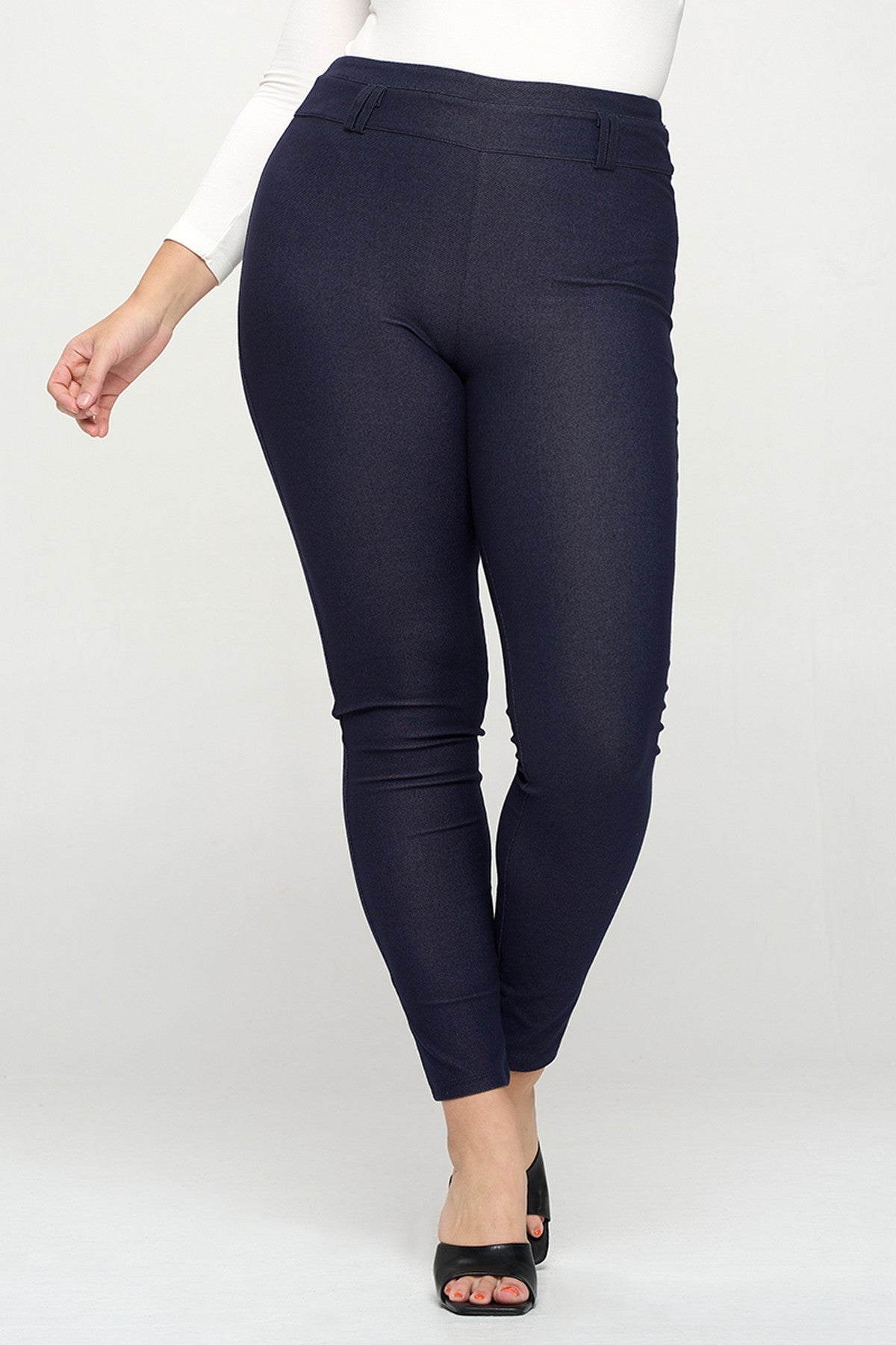 Plus Size Navy Skinny Jeggings - iBESTEST.com