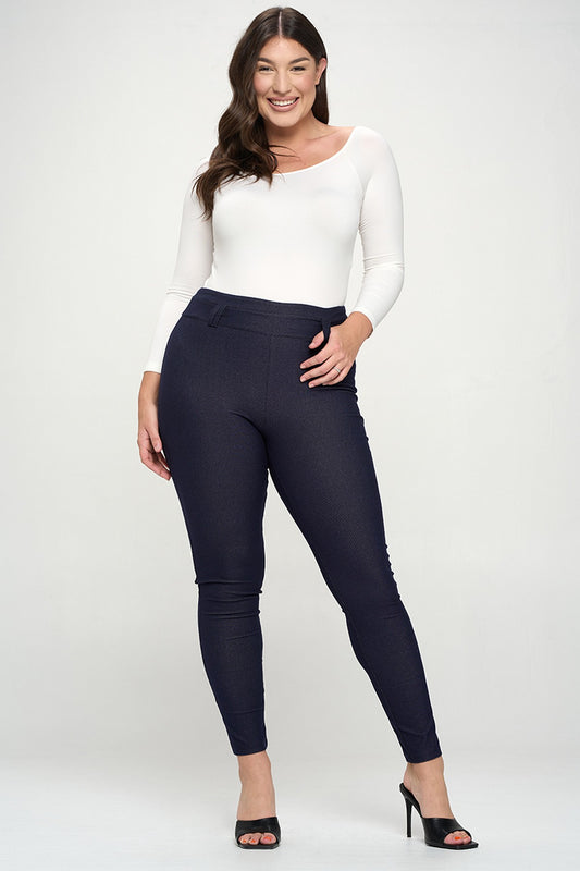 Plus Size Navy Skinny Jeggings - iBESTEST.com