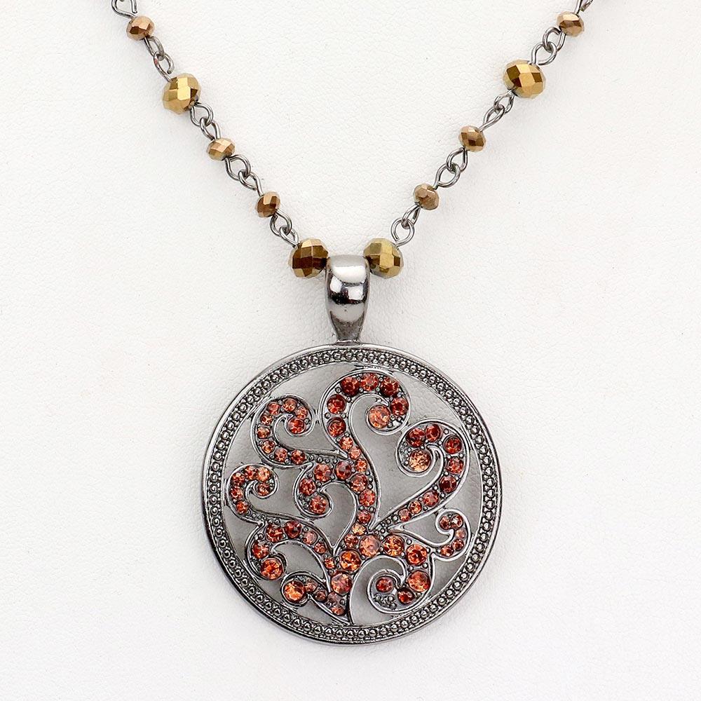 RHINESTONE EMBELLISHED PENDANT NECKLACE - iBESTEST.com