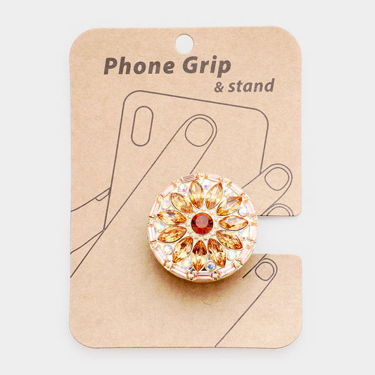 Rhinestone Flower Phone Grip & Stand - iBESTEST.com