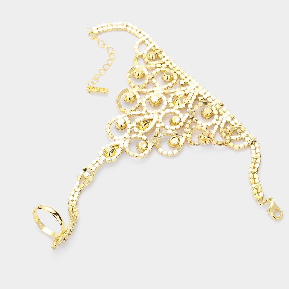 Round Teardrop Stone Handchain (New)