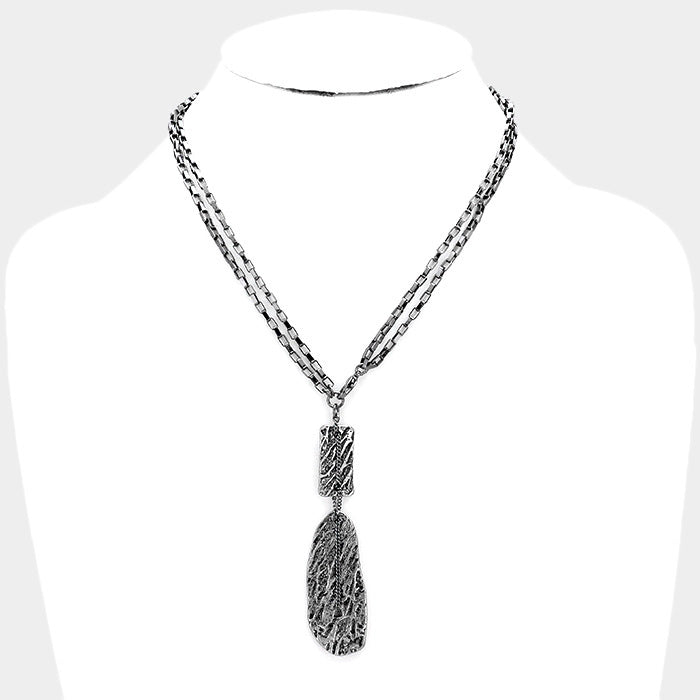 EMBOSSED METAL PENDANT NECKLACE - iBESTEST.com