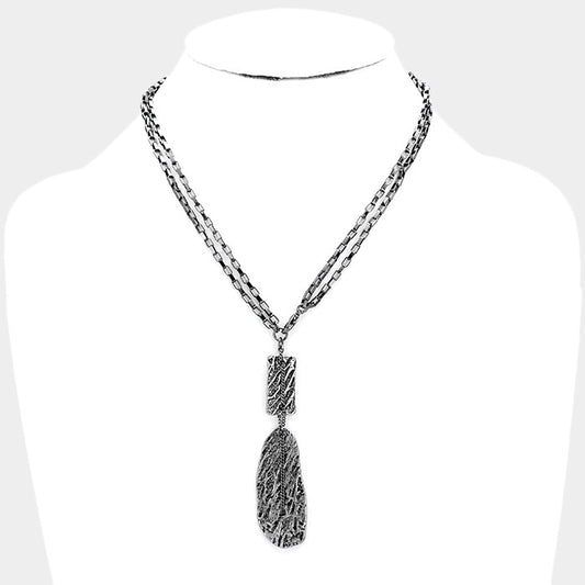EMBOSSED METAL PENDANT NECKLACE - iBESTEST.com