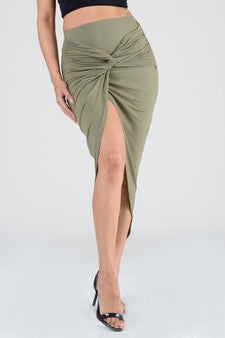 Olive Knotted Skirt - iBESTEST.com