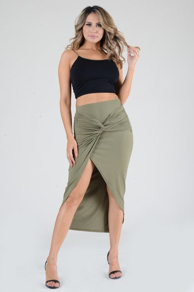 Olive Knotted Skirt - iBESTEST.com