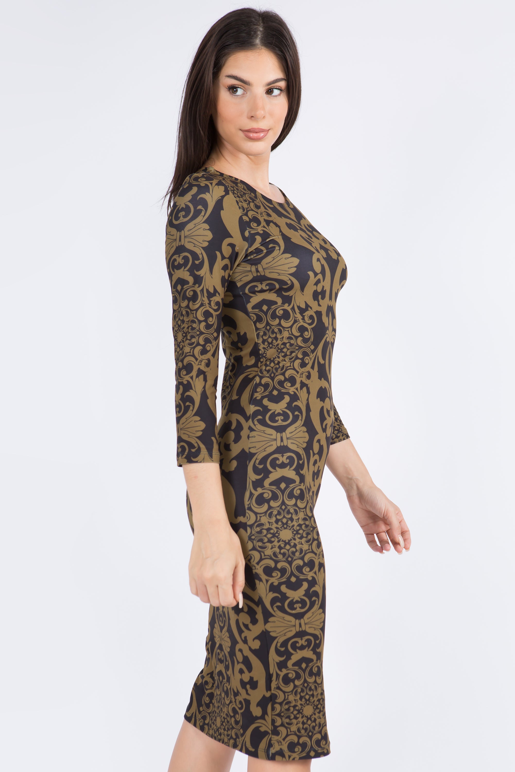 Golden Hourglass Bodycon Dress - iBESTEST.com