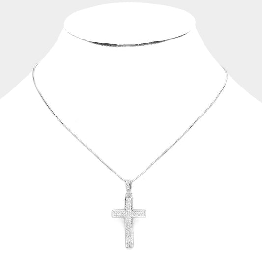 Rhinestone Cross Necklace - iBESTEST.com