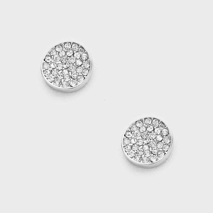 CZ Crystal Disc Stud Earrings - iBESTEST.com
