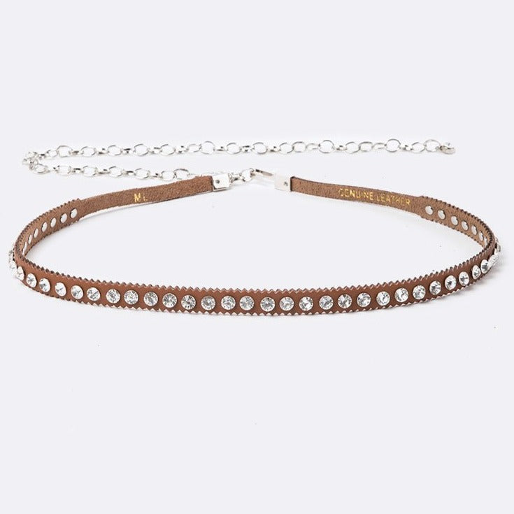 Slim Studded Leather Chain Belt - iBESTEST.com