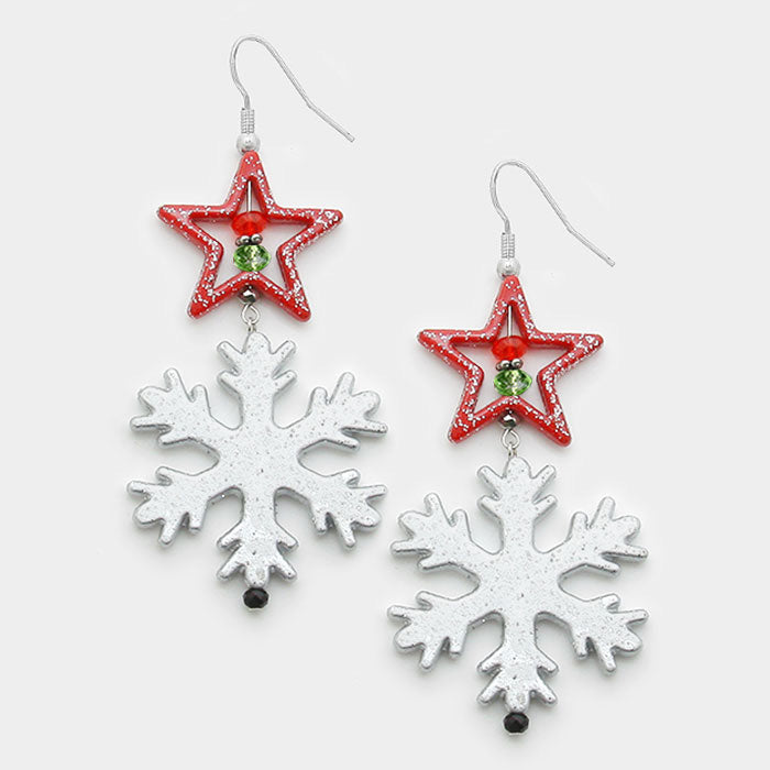 Star Snowflake Earrings - iBESTEST.com