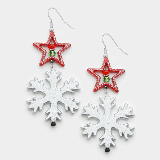 Star Snowflake Earrings - iBESTEST.com