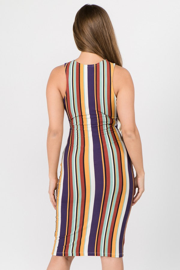 Striped Colorfully Dress - iBESTEST.com