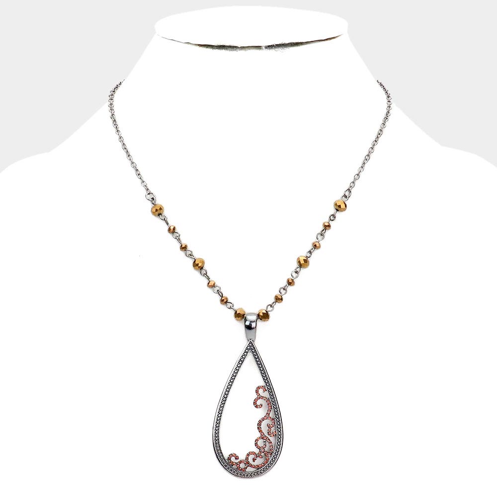 OPEN METAL TEARDROP PENDANT NECKLACE - iBESTEST.com