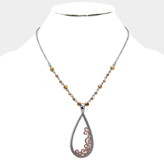 OPEN METAL TEARDROP PENDANT NECKLACE - iBESTEST.com