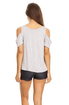 Cold Shoulder Short Sleeve Top - iBESTEST.com