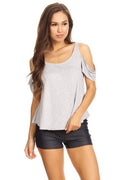 Cold Shoulder Short Sleeve Top - iBESTEST.com