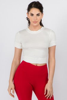 Off White Cutout Back Crop Top - iBESTEST.com