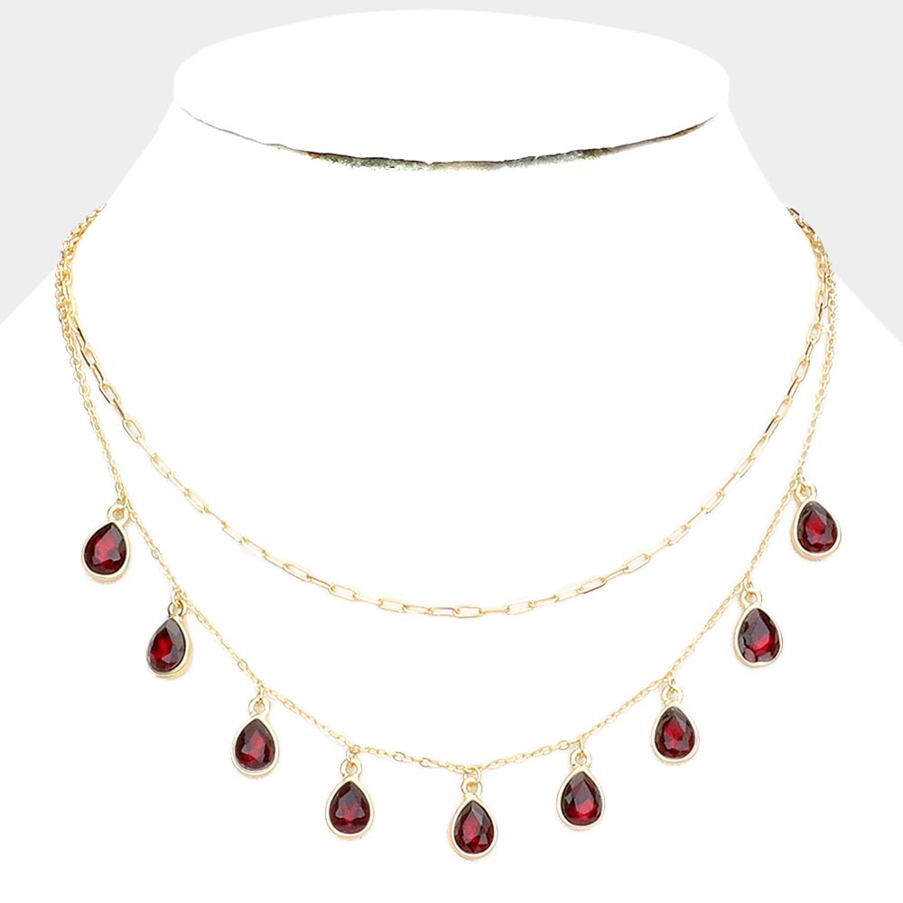 TEARDROP PENDANT LAYERED NECKLACE - iBESTEST.com