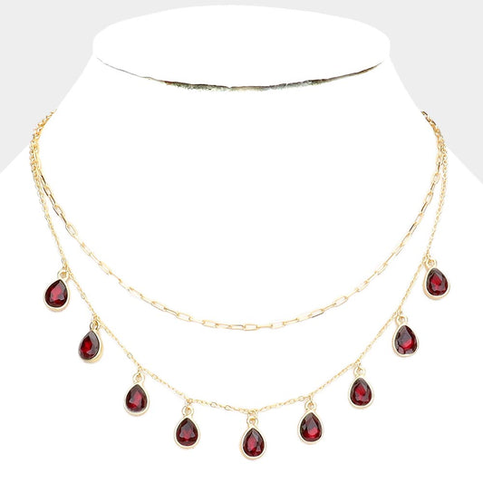 TEARDROP PENDANT LAYERED NECKLACE - iBESTEST.com