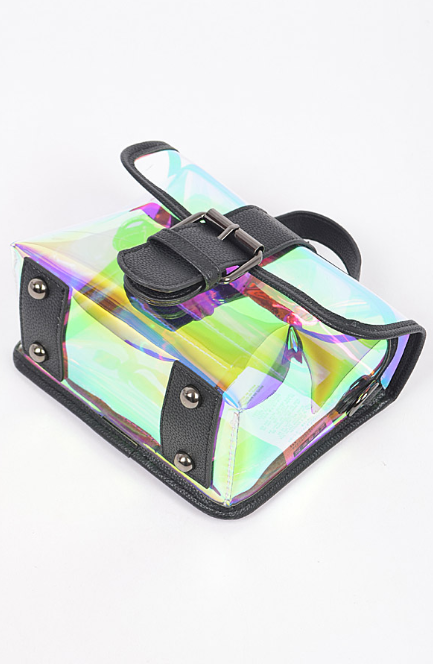 Transparent Black Trim Hologram Crossbody Bag