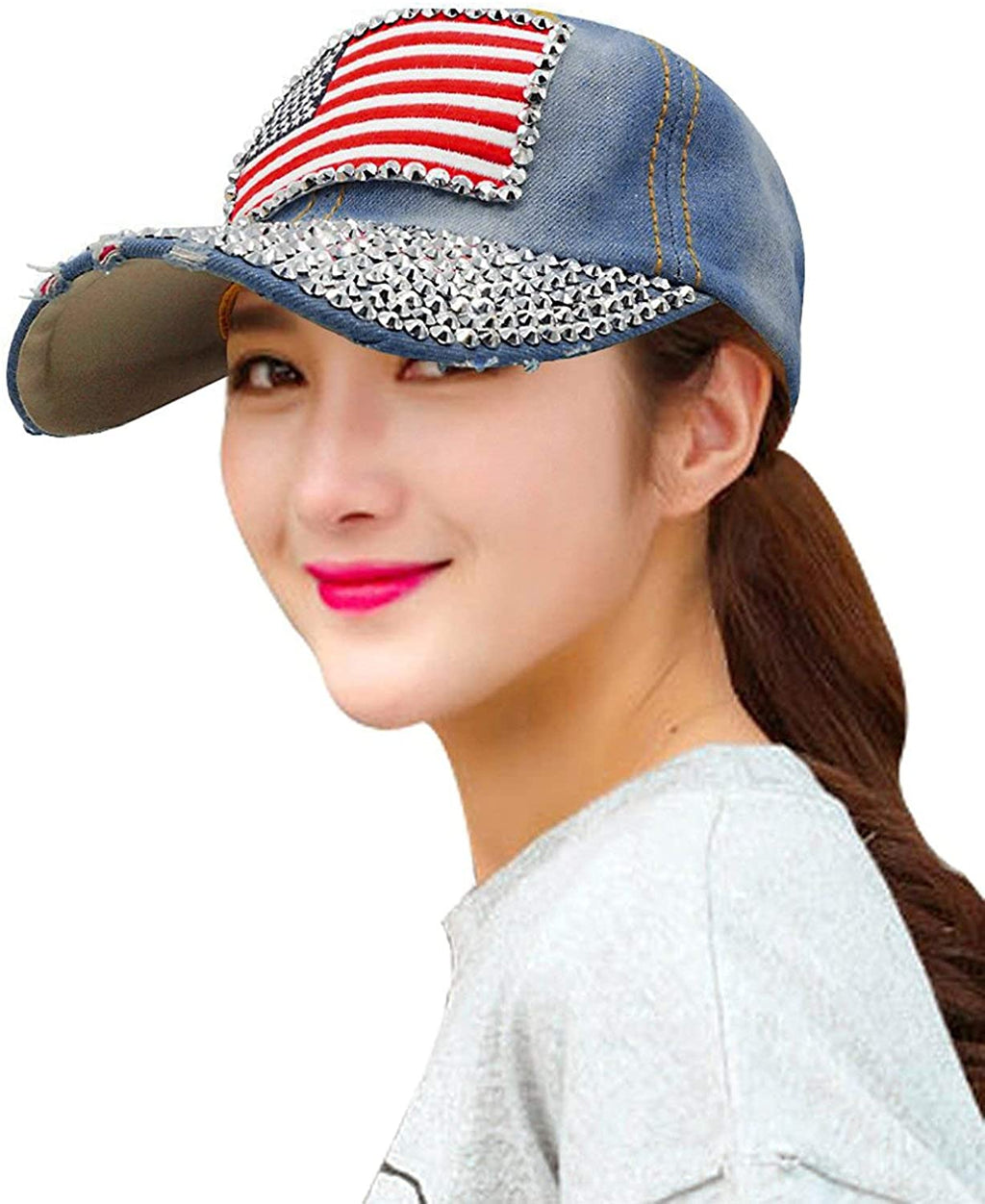 Distressed American Flag Bling Cap - iBESTEST.com