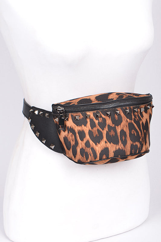 Studded Animal Print Waist Bag - iBESTEST.com