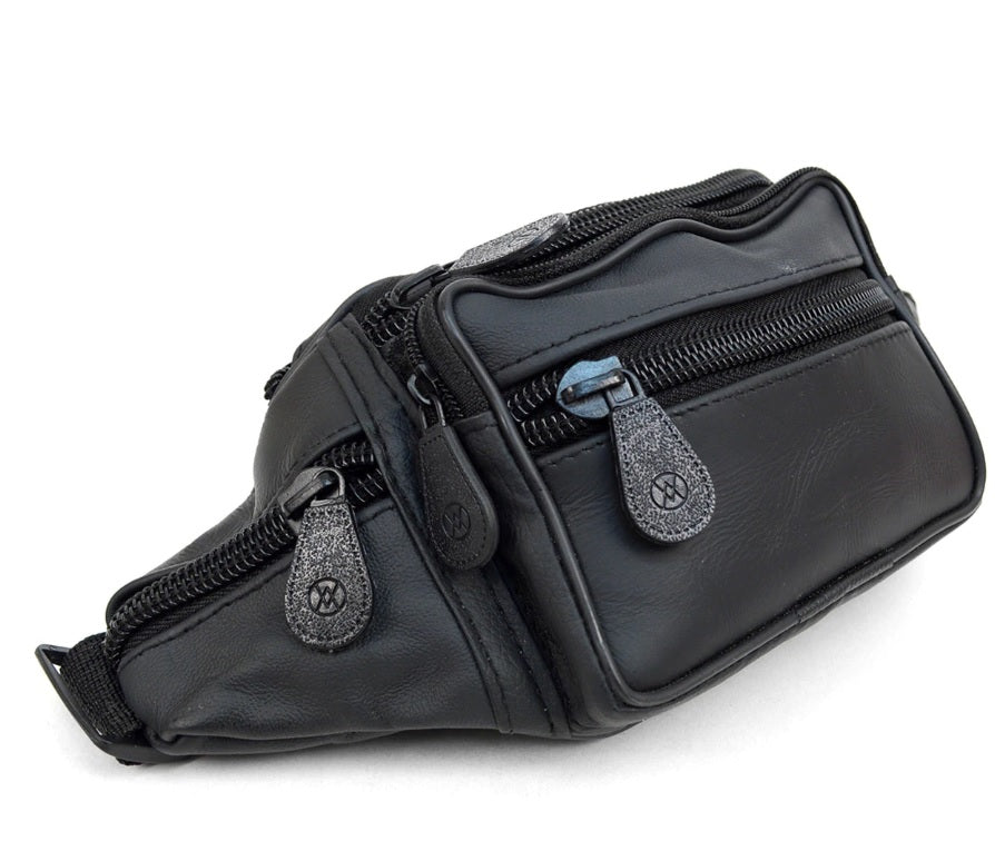 Black Leather Waist Bag - iBESTEST.com