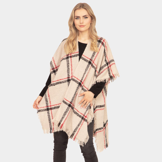 PLAID CHECK PONCHO (New) - iBESTEST.com