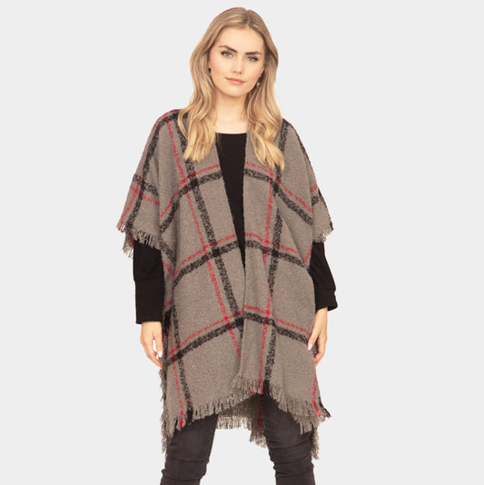 PLAID CHECK PONCHO (New) - iBESTEST.com