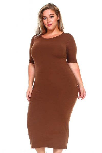 Curvy Chocolate Bodycon Dress - iBESTEST.com