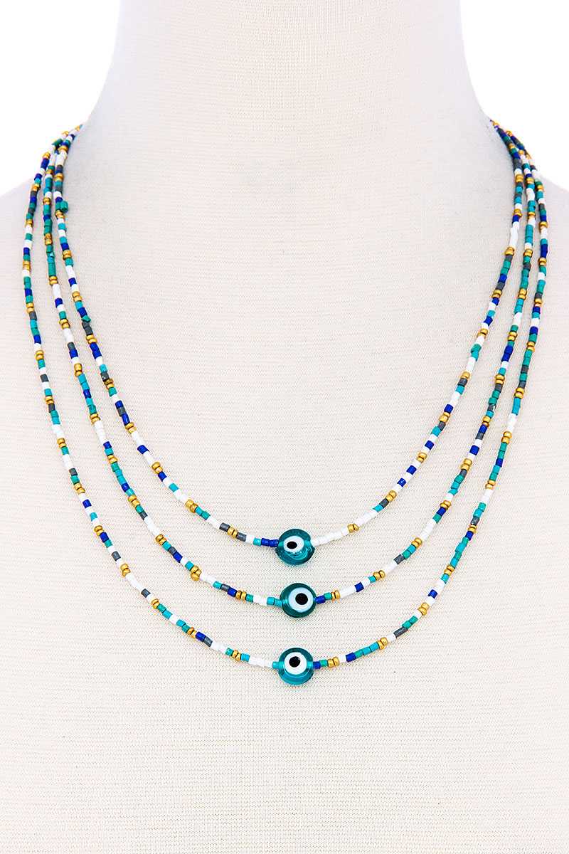 Beaded Evil Eye Necklace - iBESTEST.com