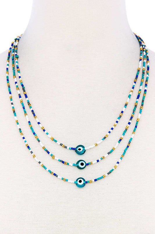 Beaded Evil Eye Necklace - iBESTEST.com