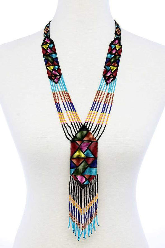 Beaded Tie Necklace - iBESTEST.com