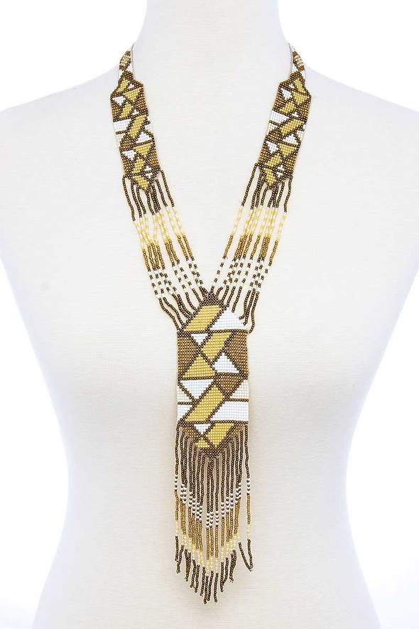 Beaded Tie Necklace - iBESTEST.com