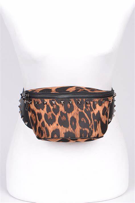Studded Animal Print Waist Bag - iBESTEST.com