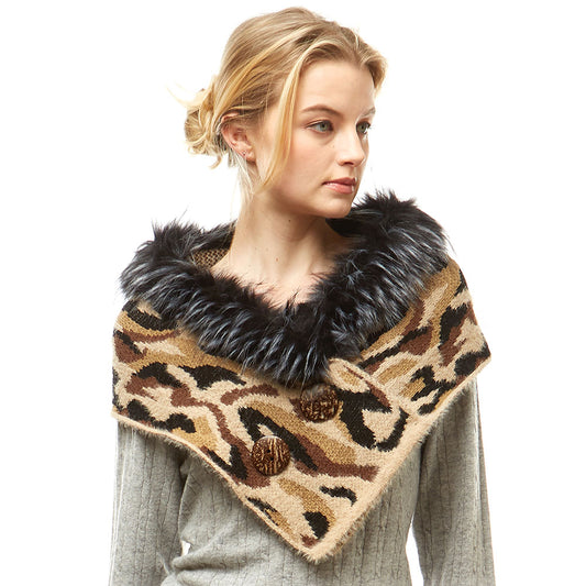 Camo Faux Fur Infinity Scarf - iBESTEST.com