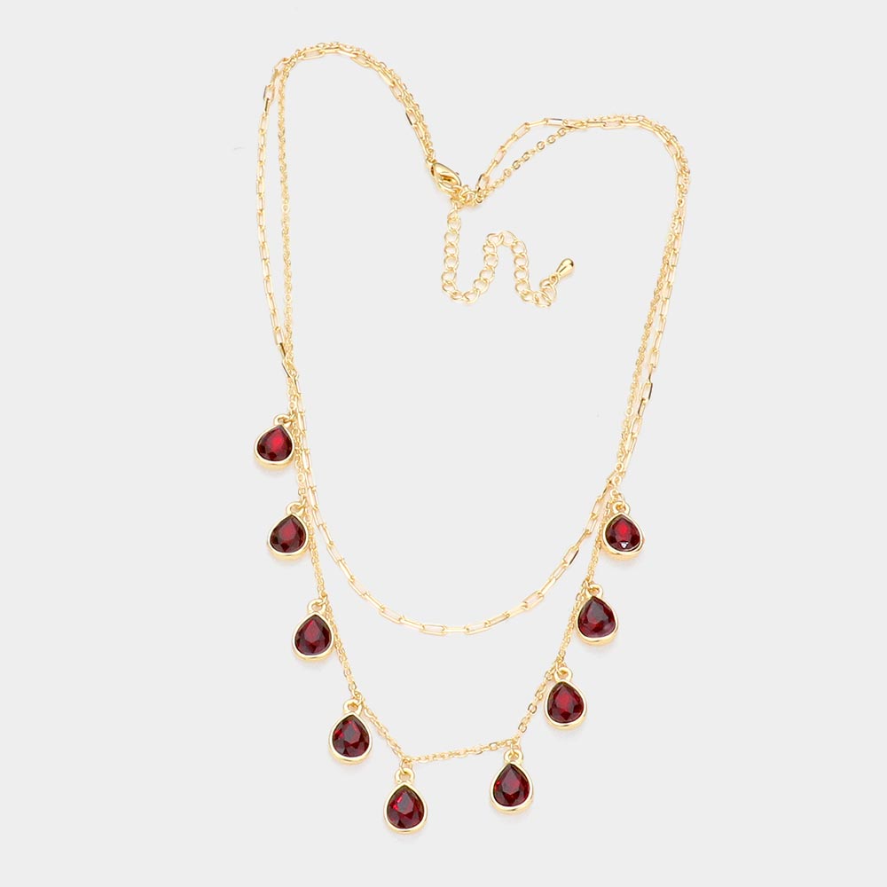 TEARDROP PENDANT LAYERED NECKLACE