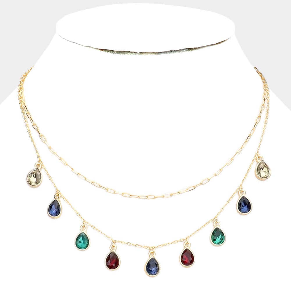 TEARDROP PENDANT LAYERED NECKLACE