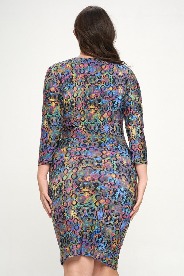 Plus Luminescent Snake Print Dress