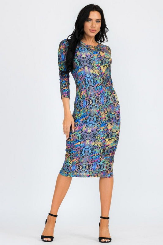 Luminescent Snake Print Dress