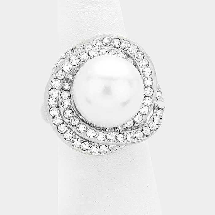 Crystal Pearl Stretch Ring - iBESTEST.com