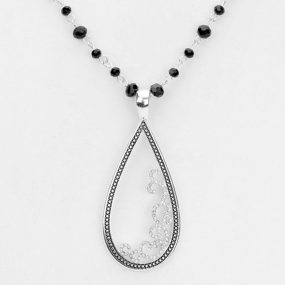 OPEN METAL TEARDROP PENDANT NECKLACE