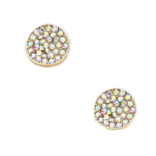CZ Crystal Disc Stud Earrings - iBESTEST.com