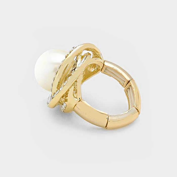 Crystal Pearl Stretch Ring - iBESTEST.com