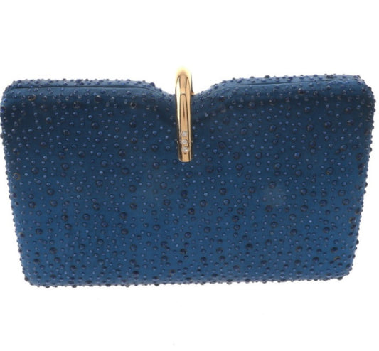 Navy Rhinestone Clutch