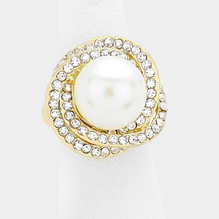 Crystal Pearl Stretch Ring - iBESTEST.com